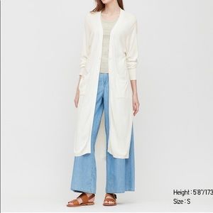 Uniqlo UV Protection Slit Long Cardigan White